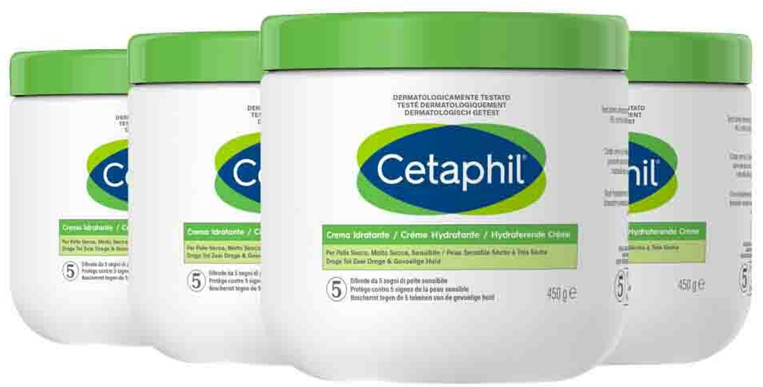 Cetaphil - Hydraterende Crème - 4 x 453 gr - Voordeelverpakking
