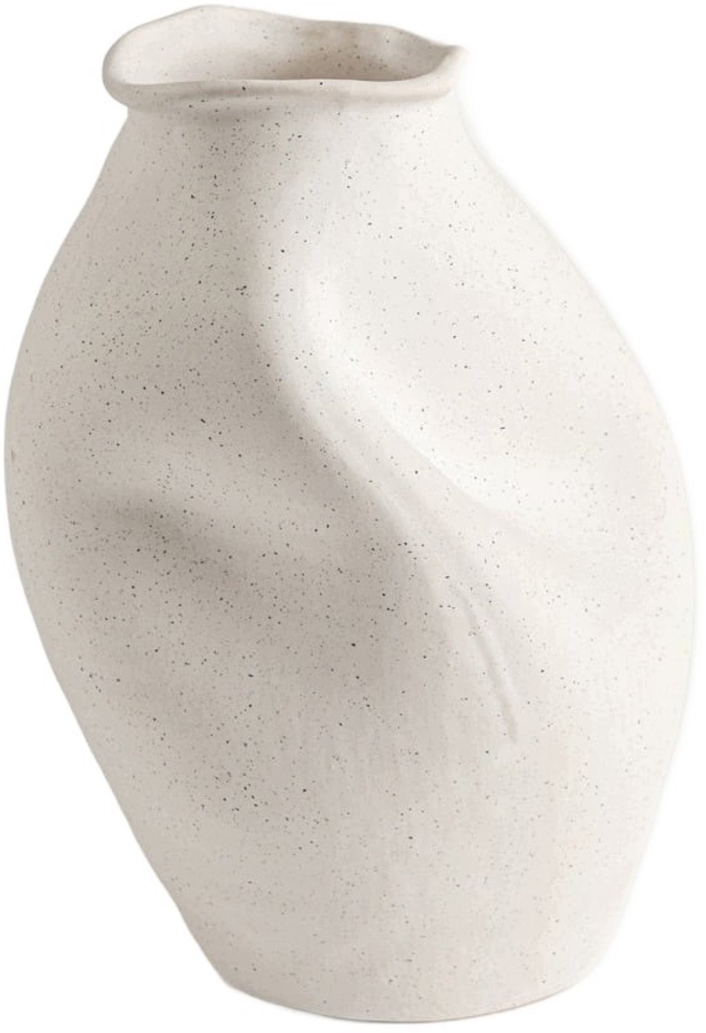 Homla AVELIS Witte Keramische Vaas 14x13,5x20 cm - Gekreukeld Design White