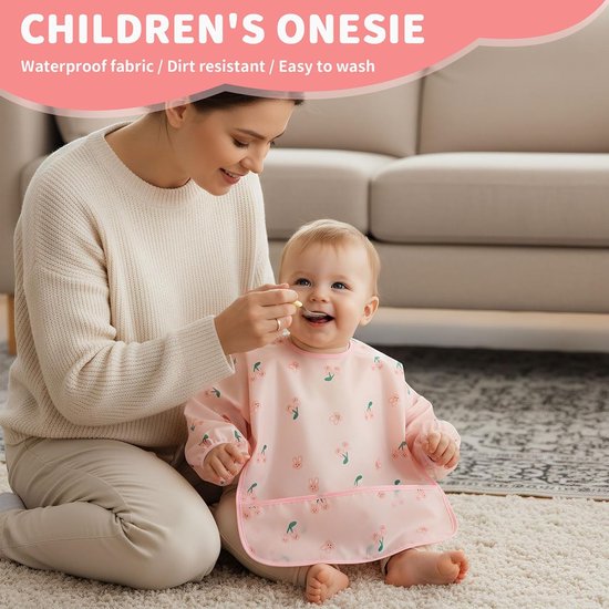 5 stuks slabbetjes met mouwen, 5 patronen, mouwslabbetjes machinewasbaar en waterdicht, uniseks slabbetjes voor baby's om te schilderen en eten, babyslabbetjes met mouwen, geschikt voor — afbeelding 5