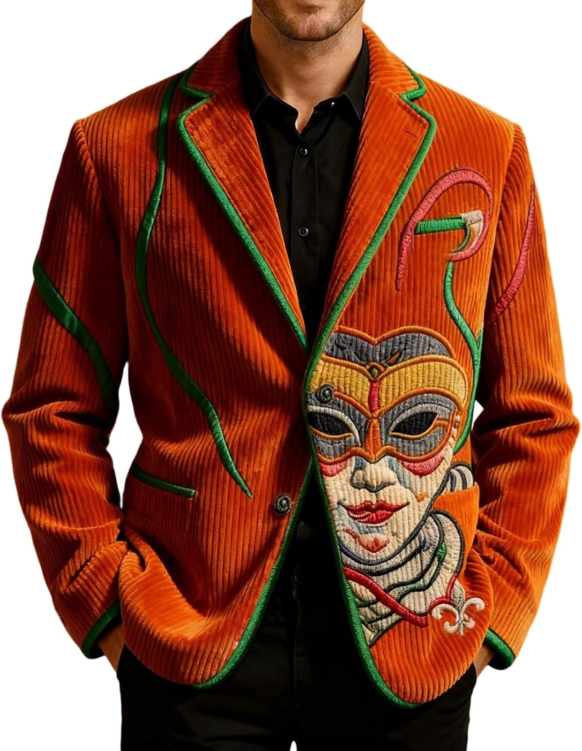 Générique Bedrukt corduroy voor feesten: elegante en casual jas, moderne pasvorm en verleidelijke textuur