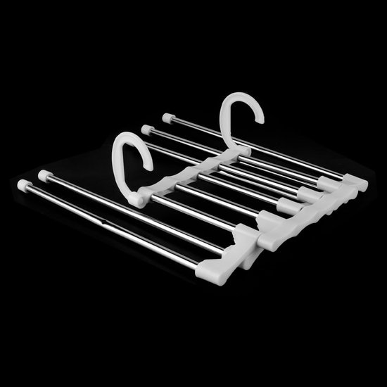 4 stuks broekhangers ruimtebesparend, antislip opvouwbare broekkledinghanger voor kastorganizer en opslag, 5-in-1 rokhangers kapstok — afbeelding 4