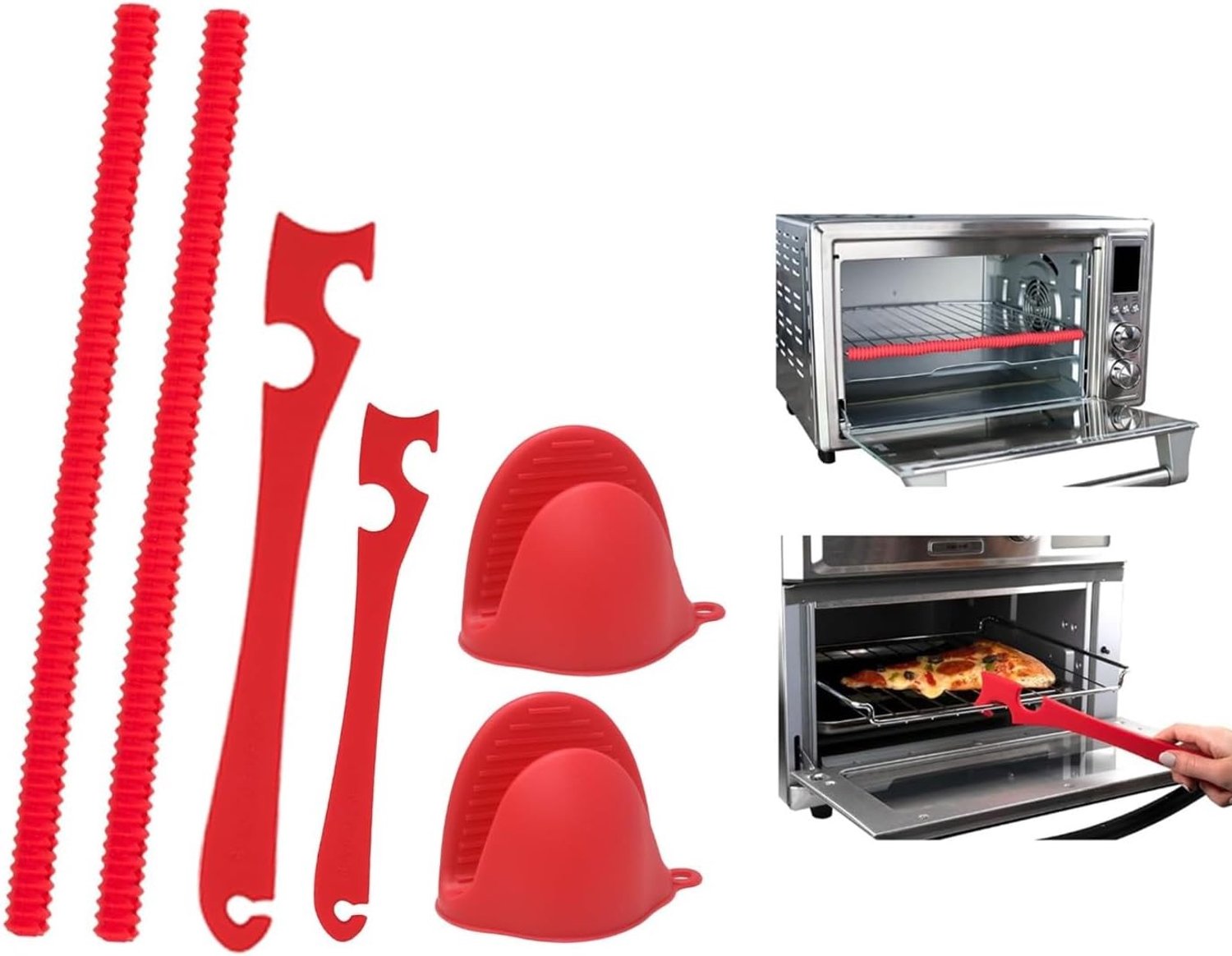 Silicone Oven Rack Shields 22 Inch met Push Pull Tool en Heat Resistant Squeeze Grips voor Veilig Koken, Bakken en BBQ, Bescherming tegen Brandwonden en Hitte