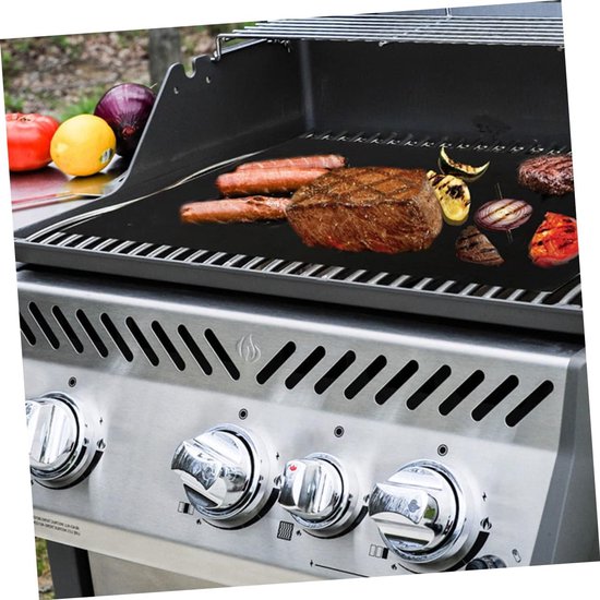 2 Stuks Bbq Ovengrillmatten Antiaanbaklaag Hittebestendige Barbecueplaten Voor Eenvoudig Schoonmaken Herbruikbare Mattenset Van Glasvezel — afbeelding 3