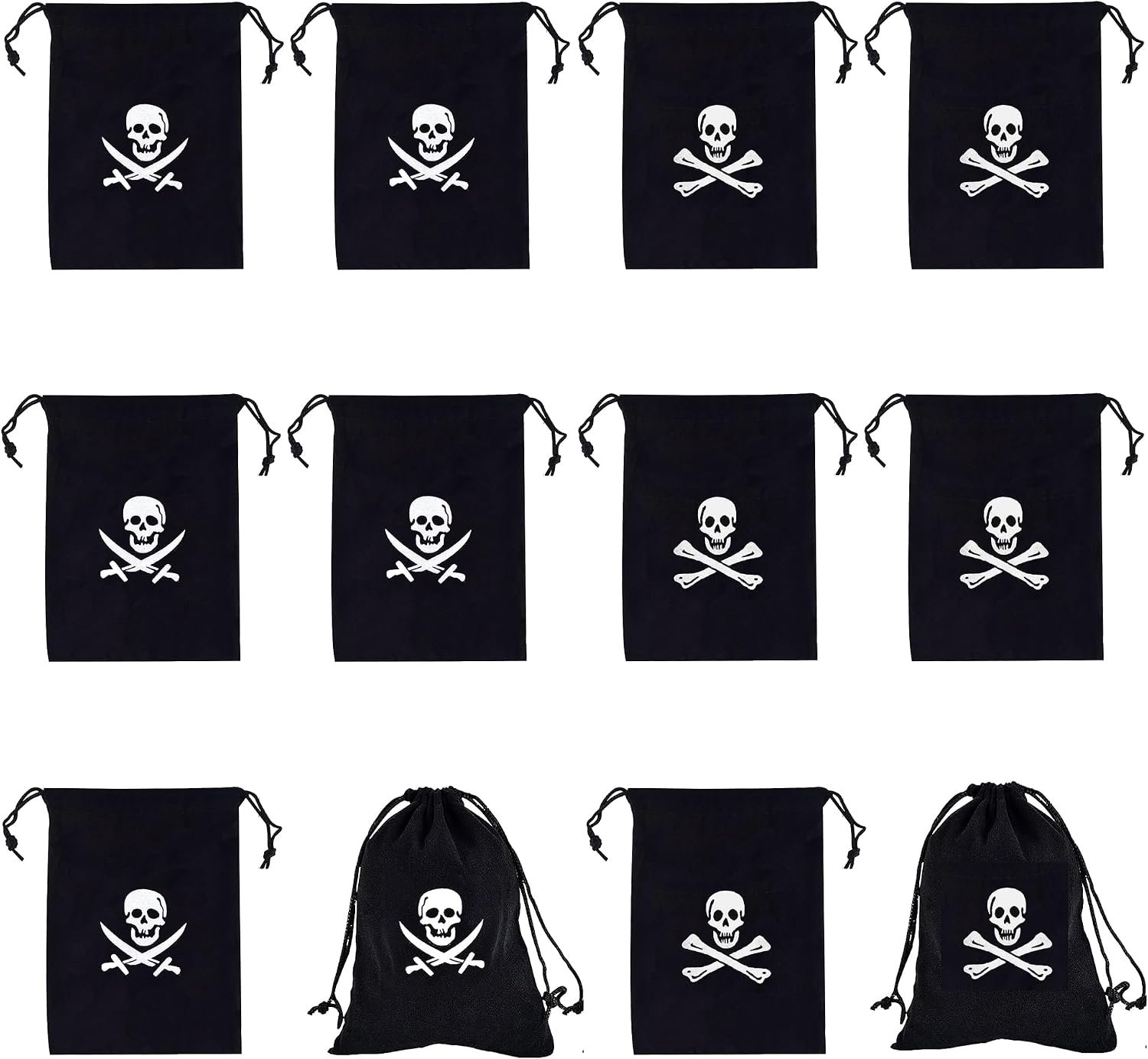 Piraten-cadeauzakjes 15x11 cm - Herbruikbaar polyester - Met trekkoord - Ideaal voor Halloween feest - ShopVlot