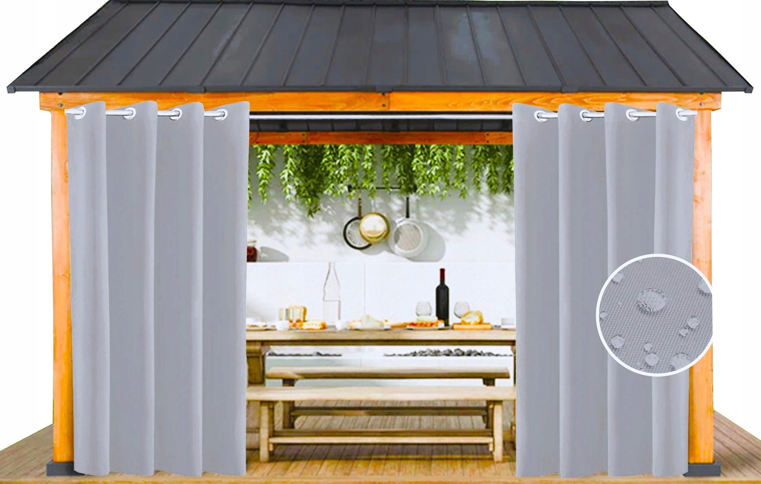 Waterdichte Gordijnen 155x240 voor Tuinhuis, Terras & Balkon
