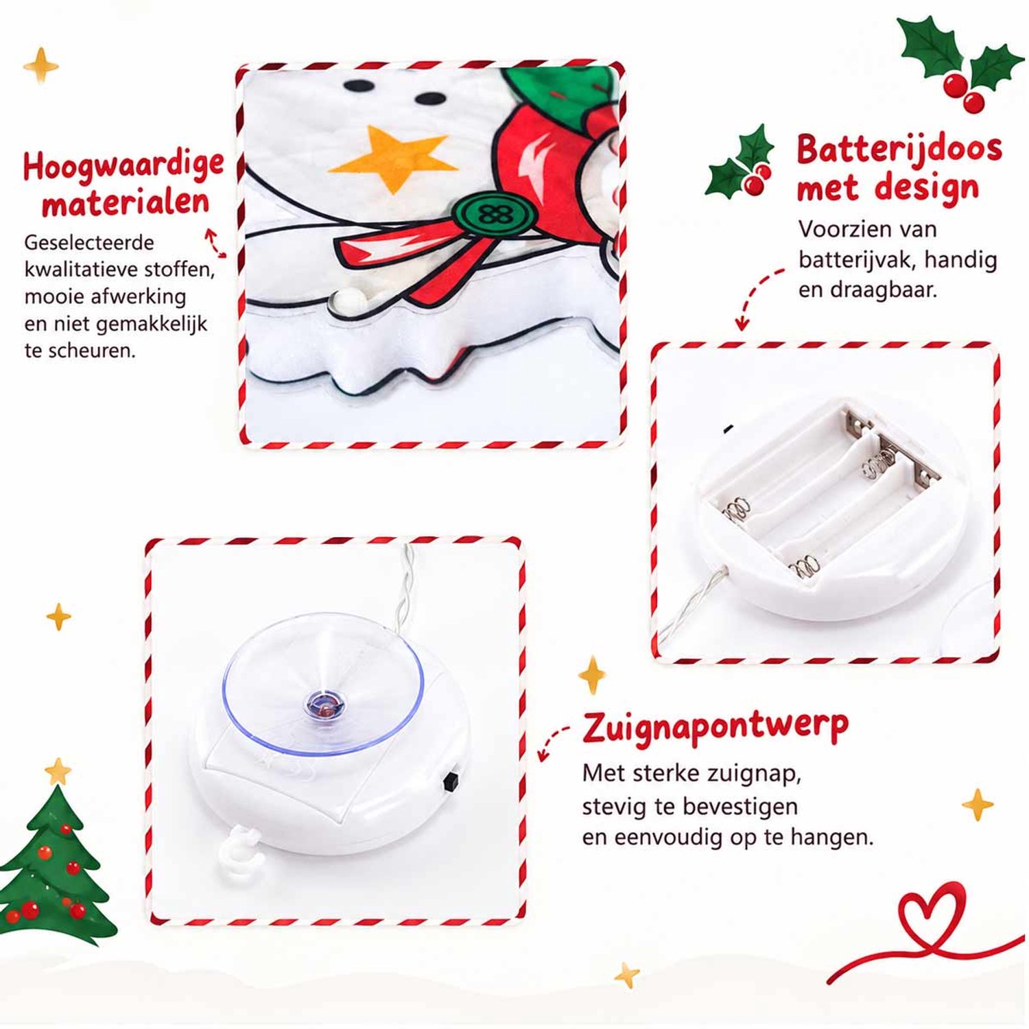 Meedeer LED kerstverlichting(3 led-zuignappen set)-Verlichte kerstfiguren-Voor ramen/opgehangen-Kerst decoratie verlichting-Kerst Raamverlichting(Herten/Sneeuwpoppen/Kerstman) – foto 8