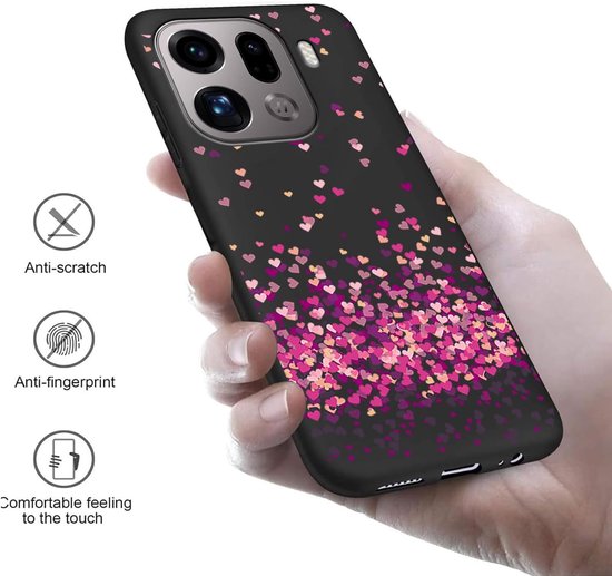 Xiangyun WM85 Hoes voor mobiele telefoon voor Oppo Find X9 Pro hoes met 1 stuk gehard glas beschermende folie, zwart siliconen Soft Crystal Black krasbestendige TPU beschermhoes (6,78 inch) — afbeelding 5