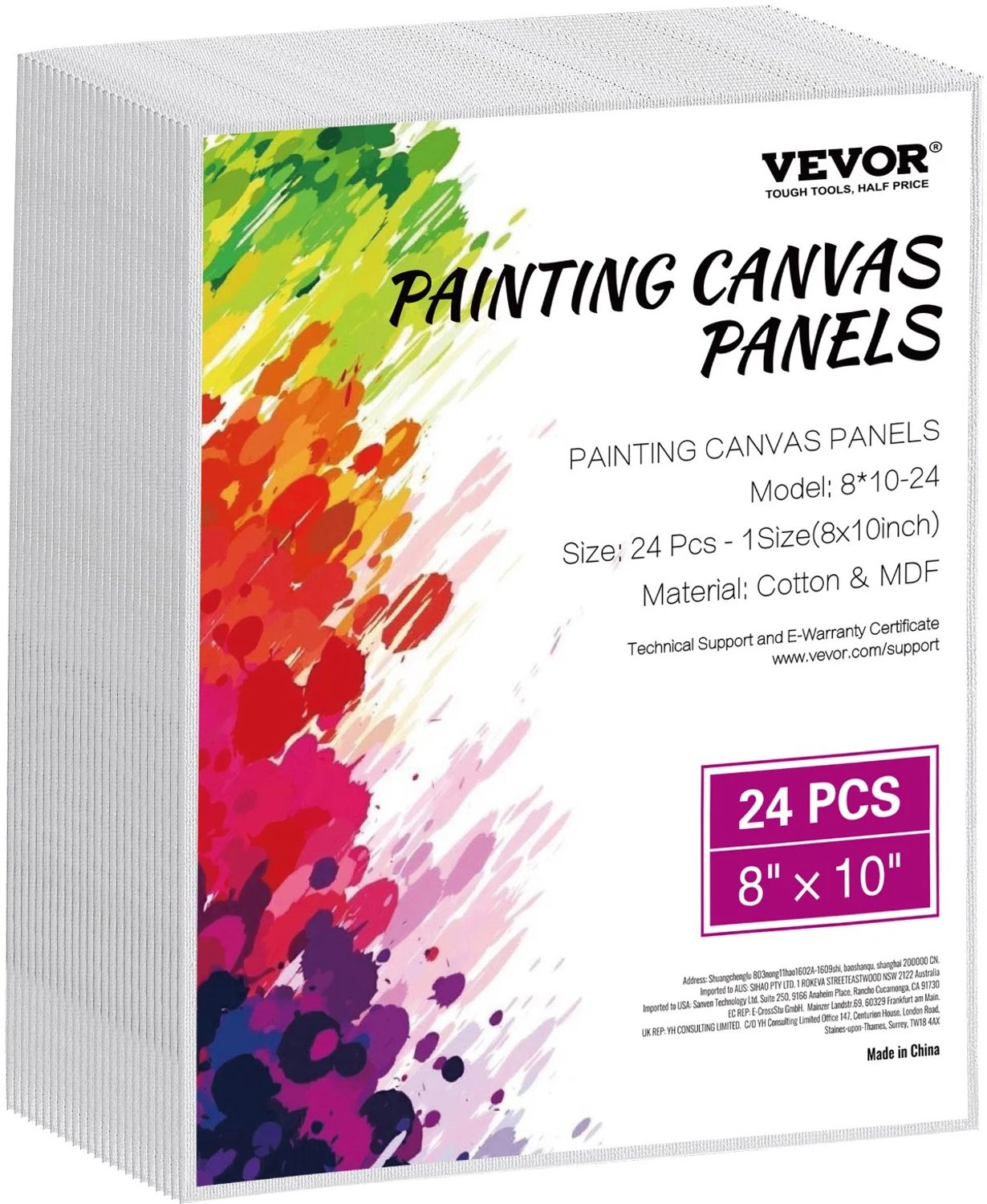 ArtoZo Canvas schilderbord - panelen - schildersdoek 20.3 x 25.4 cm, 3mm dik - 24 stuks wit - voor acrylverf-olieverf-aquarelverf-verfmakers