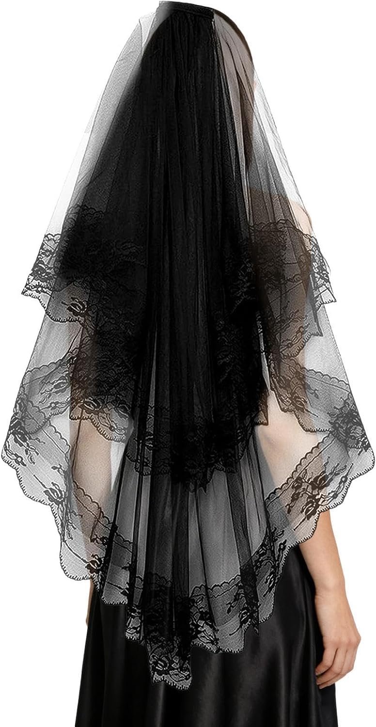 Gothic kanten hoofddeksel - Zwarte bloemensluier inclusief , cosplay-kostuumaccessoires | Ideaal voor bruiloften, begrafenis, Halloween-feesten, fotoshoots voor vrouwen