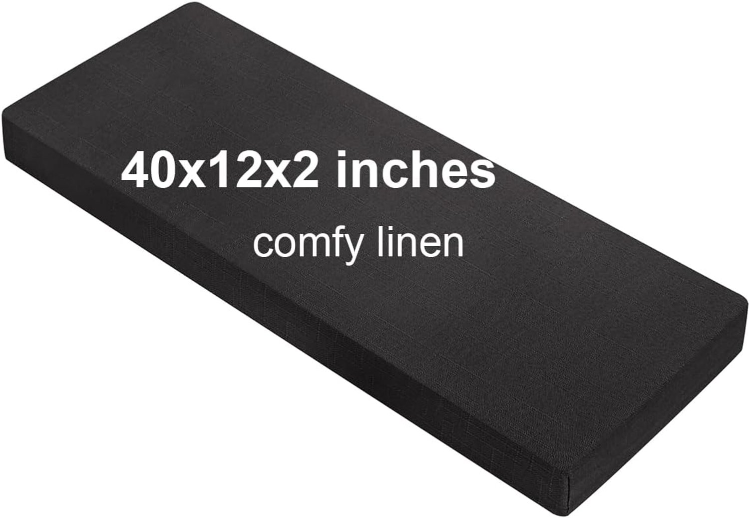 Bankkussen, 101,6 x 30 x 5 cm, comfortabele ademende linnen bankkussens voor binnenmeubels, 75D zitkussen met hoge dichtheid, wasbare kussens voor schommelstoel, raampiano - zwart
