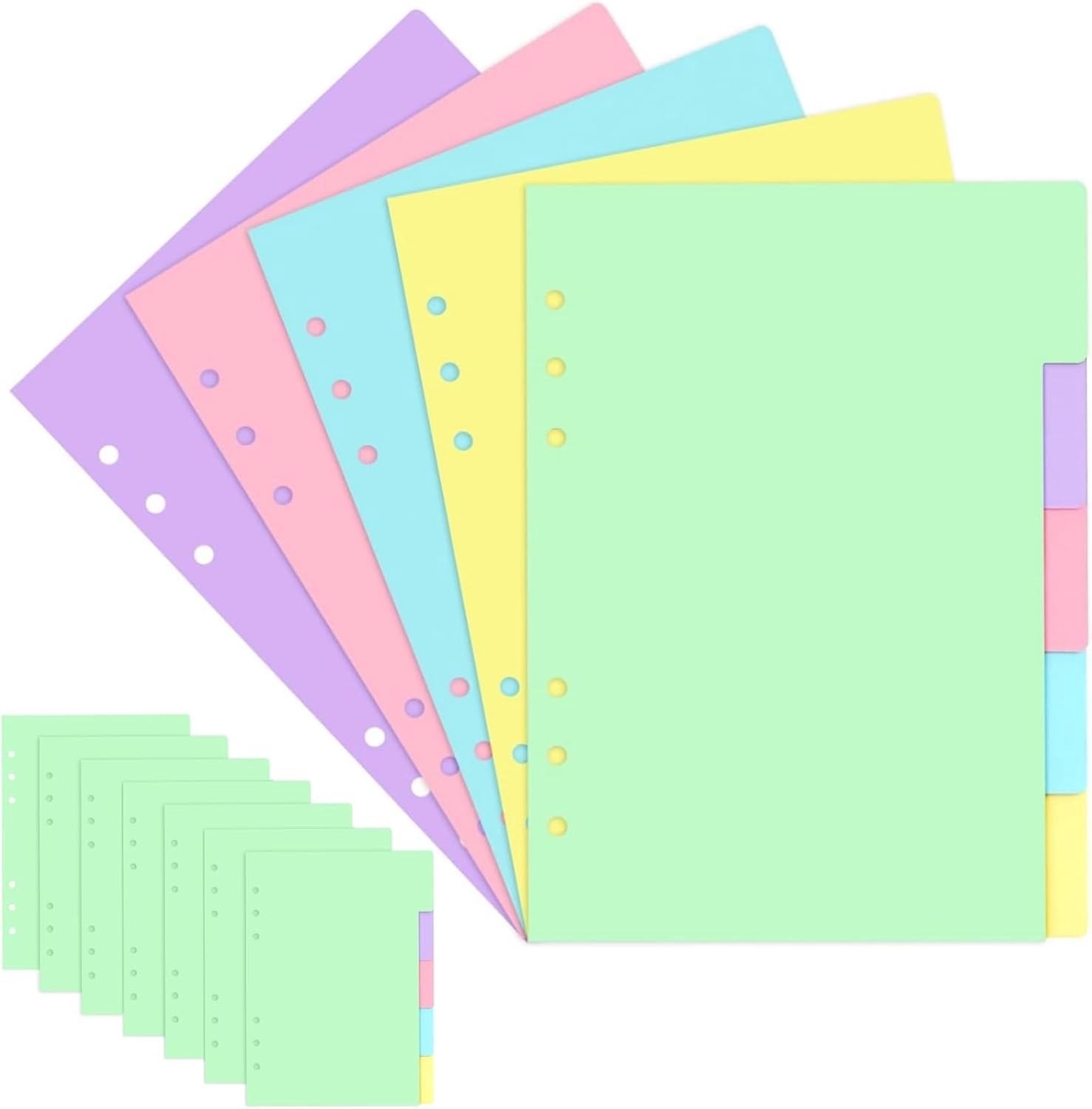 40 A5 Folders met 8 Sets en 6 Gaten, Kleurrijke Scheidingsbladen en Bestandslabels voor Organisatie