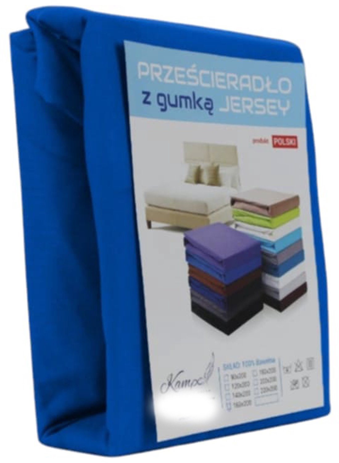 Kam-Pol Jersey Hoeslaken met Elastiek 80x160cm - Blauw, 30cm Hoog