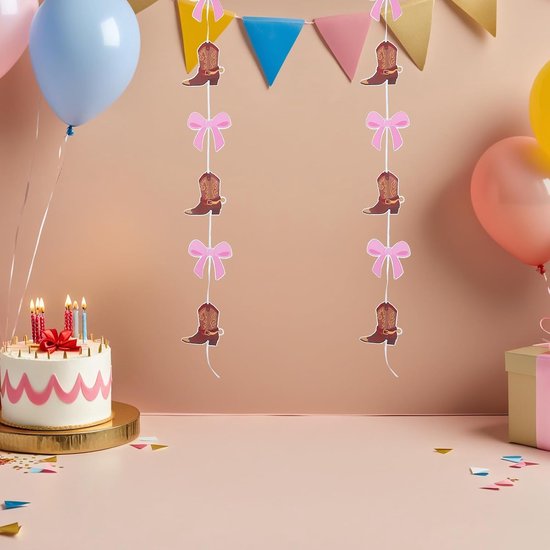 5 Stuks Cowboy Boot Bow Hangdecoratie Westerse Feestlaarzen Strik Ornamenten Papieren Cowboy Thema Hanging Garland voor Verjaardagsfeest — afbeelding 4