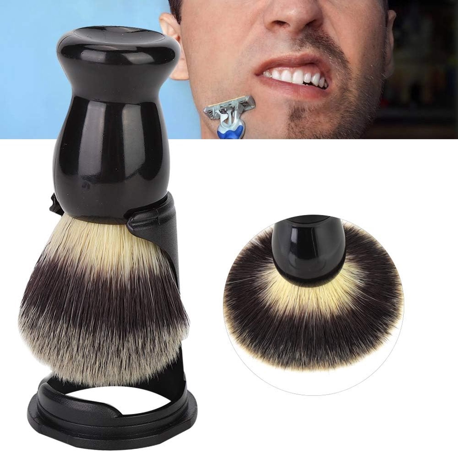 Zwart Ylic Scheer B-houderpoort Baard B-scheergereedschap, Scheerkwasthouder Baardborstelstandaard Scheerkwaststeunen Scheerkwast Baardborstel Scheerset (Acryl)