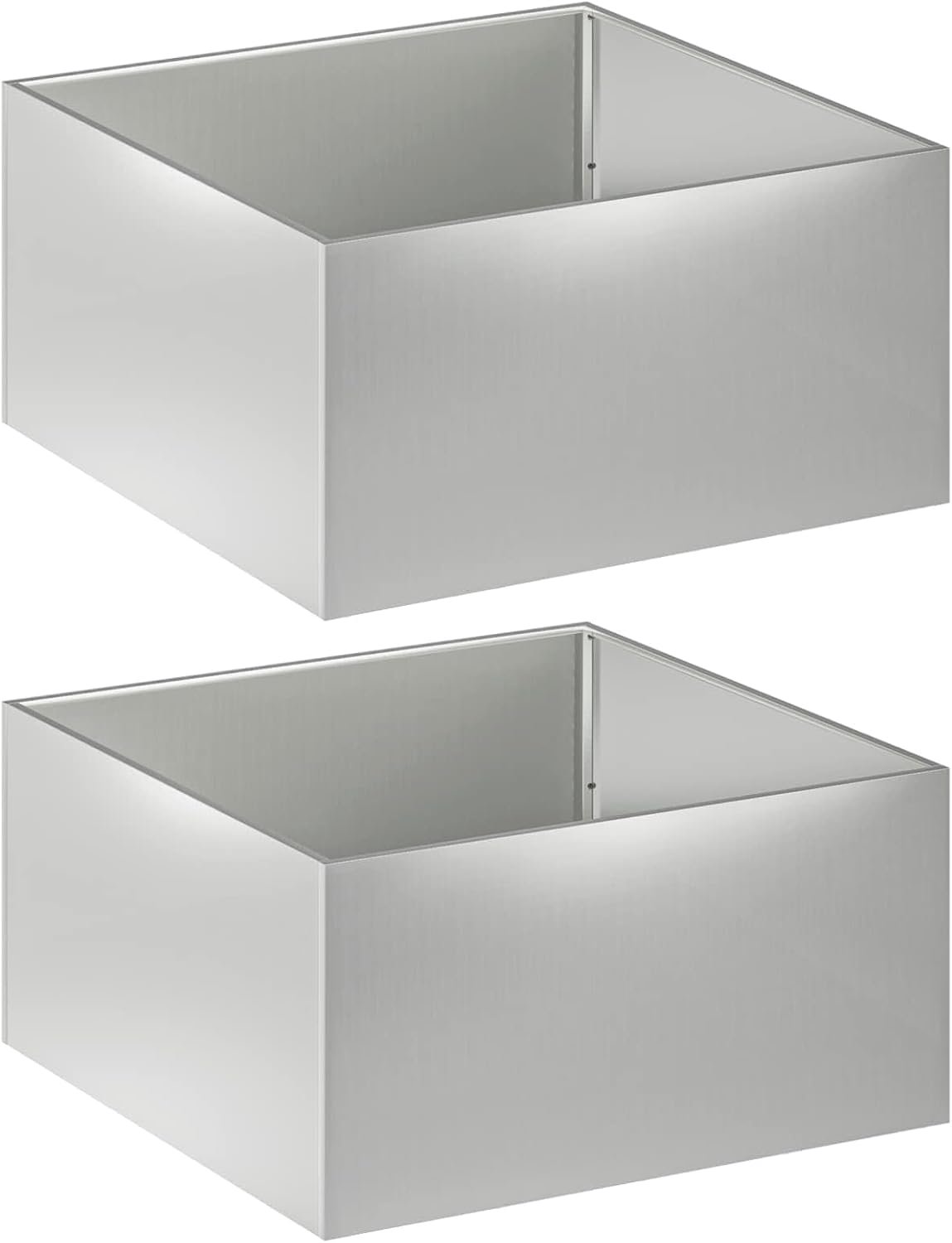 Bloembak van staal, 2 stuks, zilverkleurig, 60 x 60 x 40 cm
