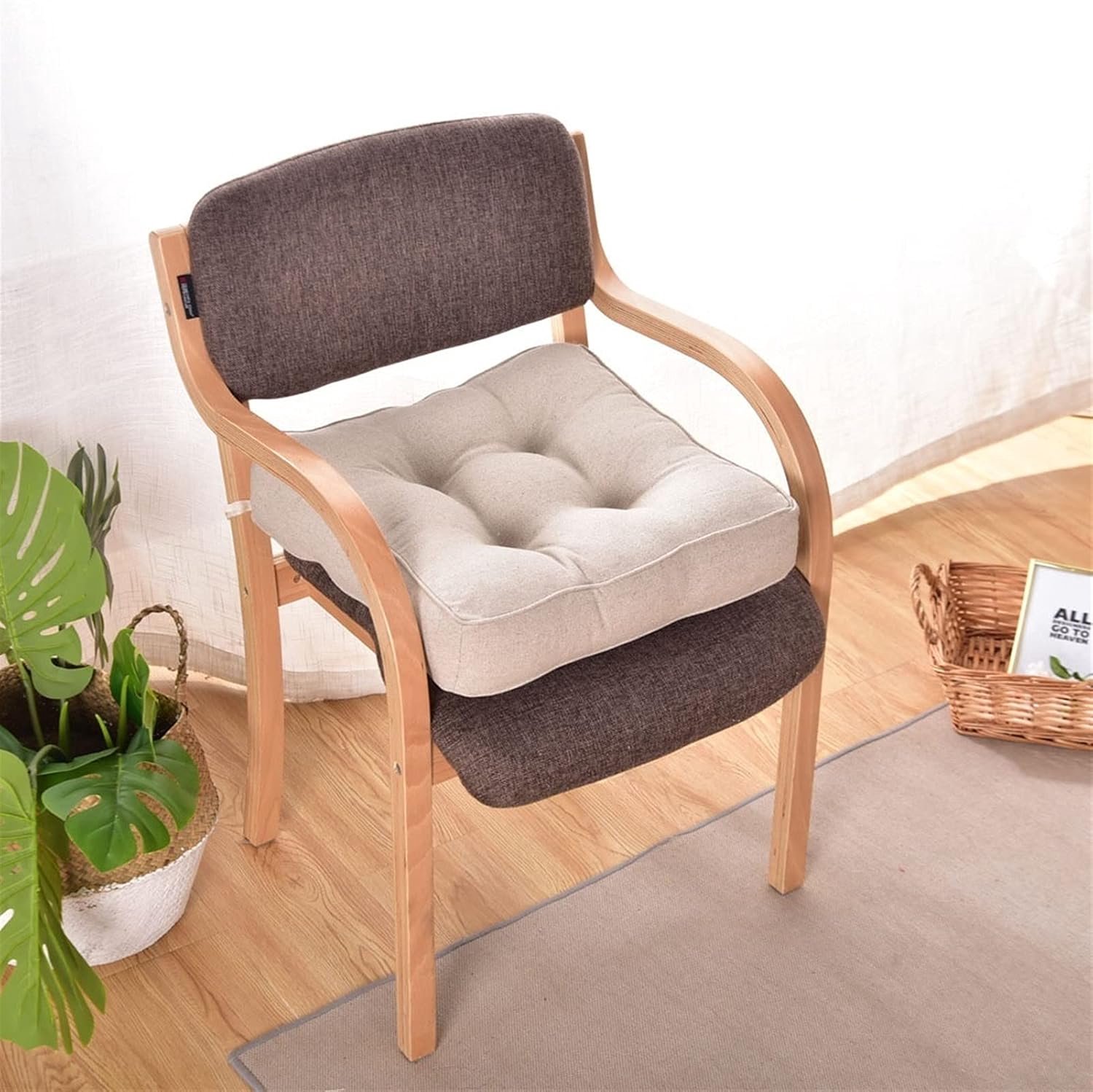 Kussen Outdoor Tuinkussen 1 Stuk 40 cm Vierkante Achterstoel Zitkussen met Zacht Hoog Elastisch Katoen en Zitbanden voor Buiten Patio Eetkamer (Kleur Grijs)