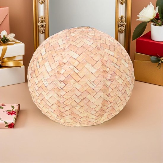 6 Stuks Rustieke Ronde Papieren Lantaarns met Cochenillepatroon Vintage Hangende Lantaarns voor Bruiloft Feest Verjaardag of Thuisdecoratie Inclusief Landhuisstijl Exterieur — afbeelding 4
