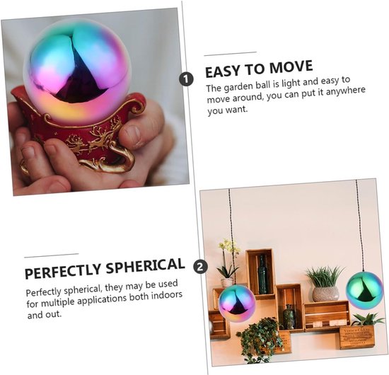 2 Stuks Roestvrijstalen Regenboog Gazing Globe Spiegelbol Holle Gepolijste Metalen Bollen van Decoratieve Reflecterende Tuinbol Duurzaam Lichtgewicht — afbeelding 3