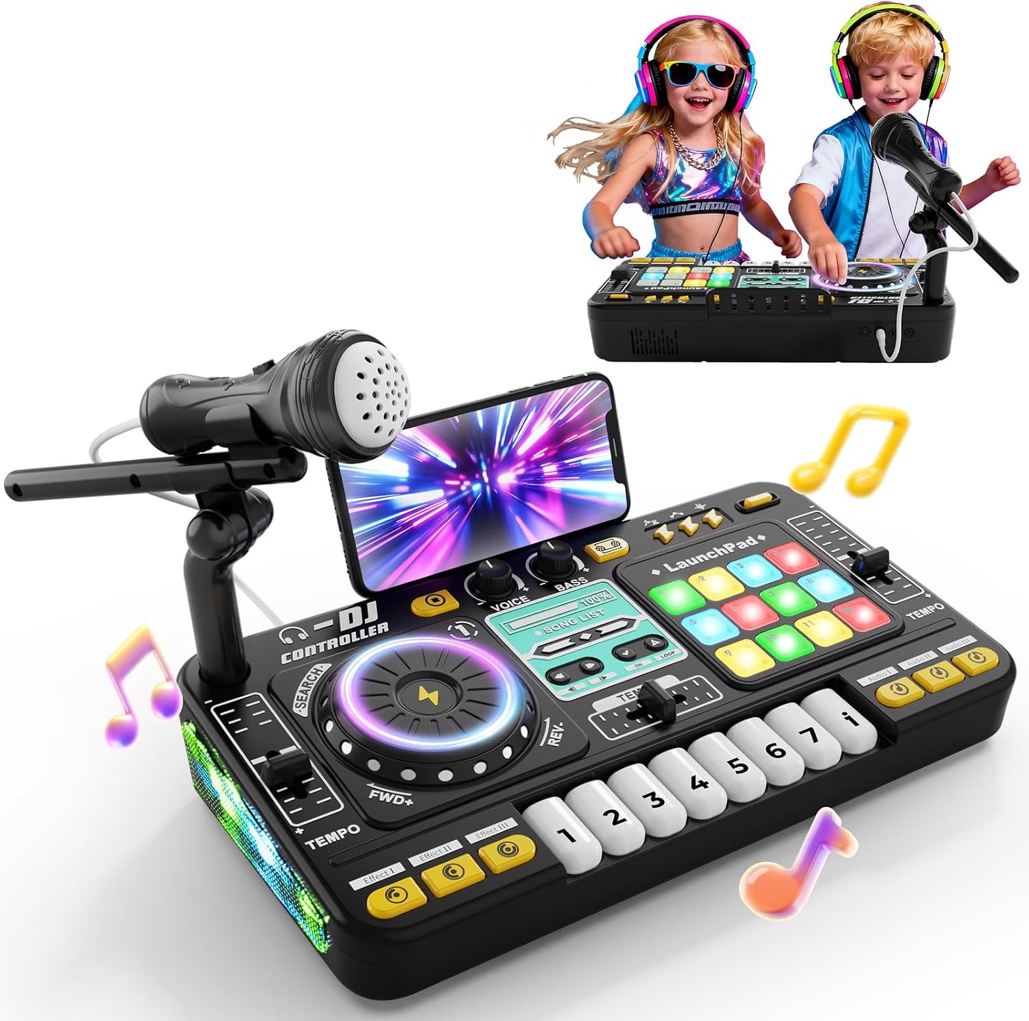 QEVA DJ Set Kinderen - Kinderen DJ Set - Kinder Mengpaneel - Zwart - 20cm x 40cm x 9cm