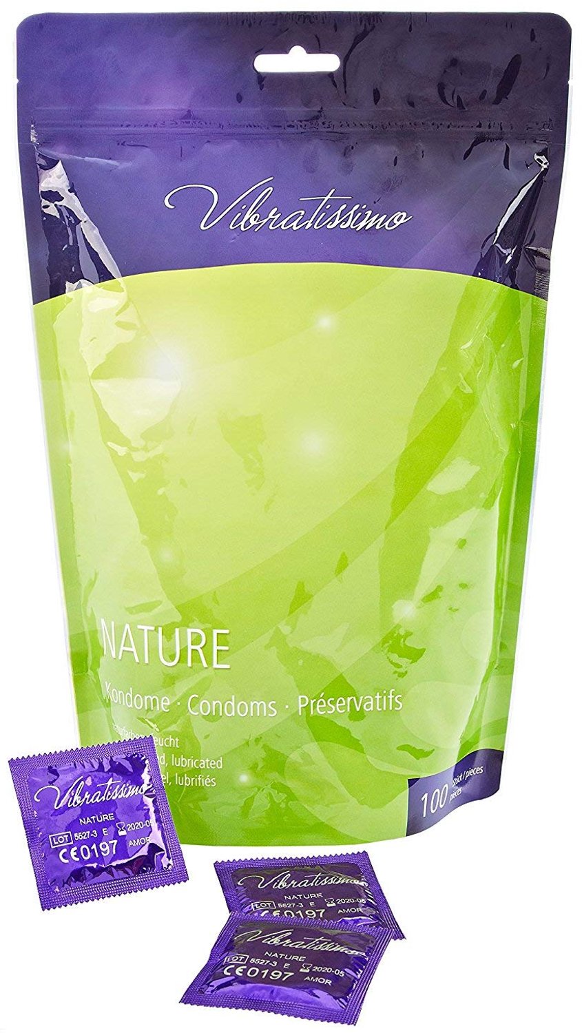 VIBRATISSIMO condooms Nature 100-pack | Premium box extra vochtig | dunne wanddikte & natuurkleurig | Anticonceptie mannen | b=53 mm