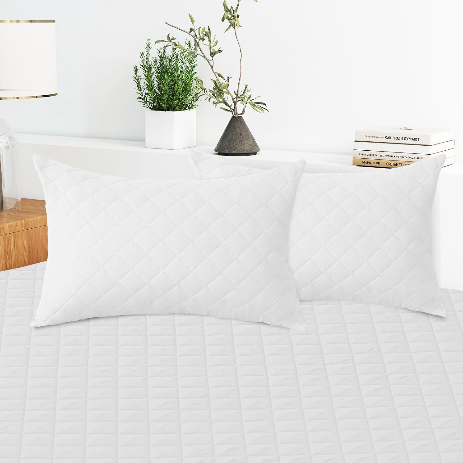Kussenslopen Voor Bed 50 X 80 CM, Waterdicht, 2 Stuks, Met Envelopsluiting, Mijtdicht En Hypoallergeen, Effen, Extra Zacht En Wasbaar, Wit