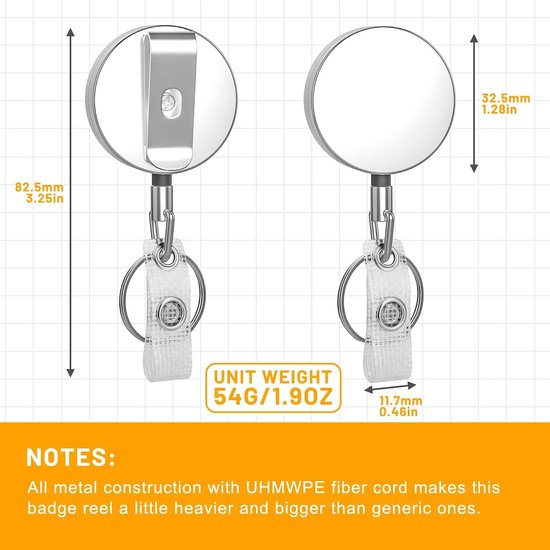 3 stuks Heavy Duty Badge Reels Intrekbare Badge Houder, Selizo Metalen Intrekbare Sleutelhanger Badge Reel ID Badge Houder Intrekbare met Riem Clip Sleutelhanger voor Sleutelnaam Kaarthouder — afbeelding 2