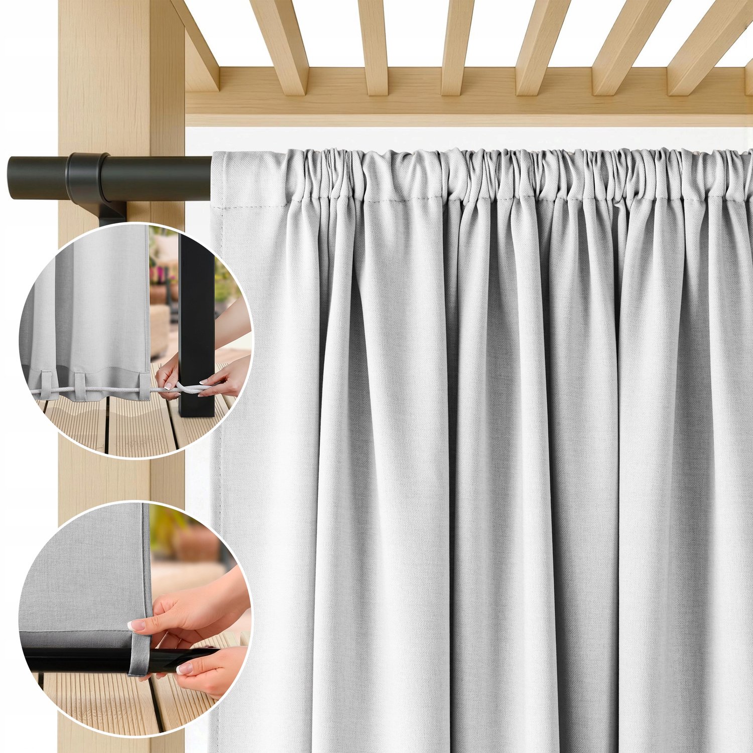 FILUMI Tuindoek Balkon 250x210cm Grijs Waterdicht Linnenlook