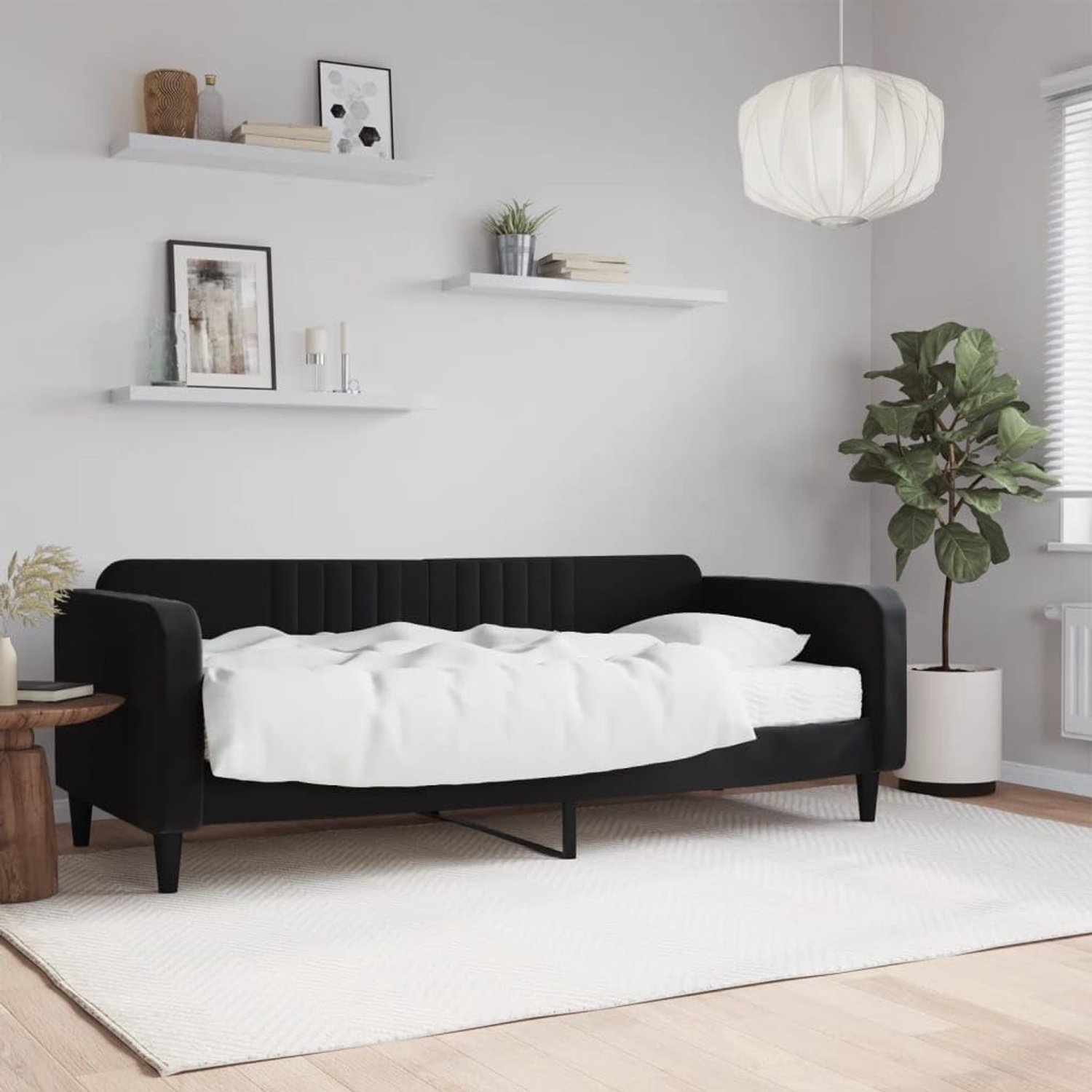 dagbed met matras zwart 90 x 200 cm fluweel Telaio per camera da letto Cornice da letto per soggiorno Struttura del letto dell'hotel Adatto per Camera da letto