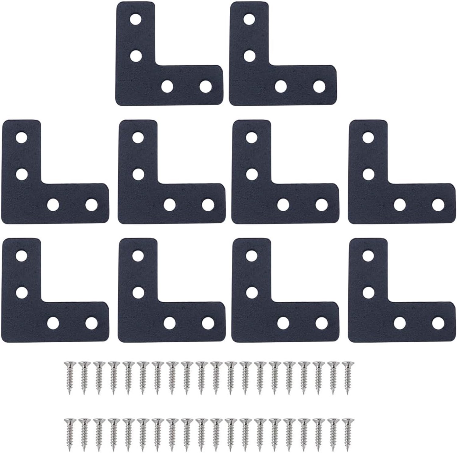 10pcs Zwart L Vlakke Vorm Hoeksteunen 40x40mm Decoratieve Hoeksteunen Reparatieplaat Roestvrij staal voor Houten Meubilair Bevestiging