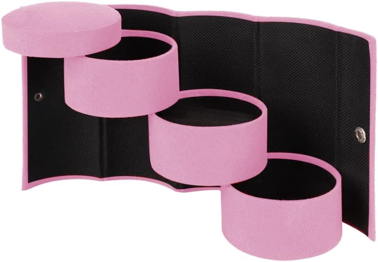 Sieraden opbergdoos Modieus draagbaar Opvouwbaar Multifunctionele cilindrische organizer voor op reis Home Decor Rood Roze Suède Fluweel 7,5 cm Diameter 13 cm Hoogte (Roze)