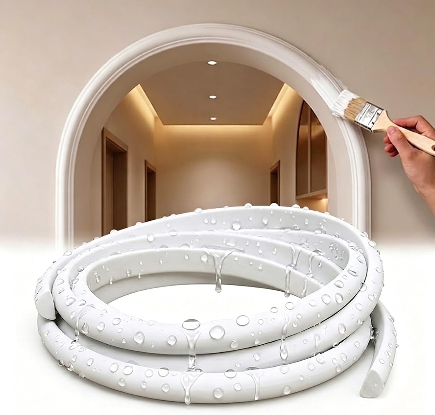 Flexibele PVC Sierlijst 1.5cm/0.59“ Smalle DIY Overschilderbare Muurlijst Voor Interieurdecoratie Waterbestendige Decoratieve Trim Voor Plafonds White,4M