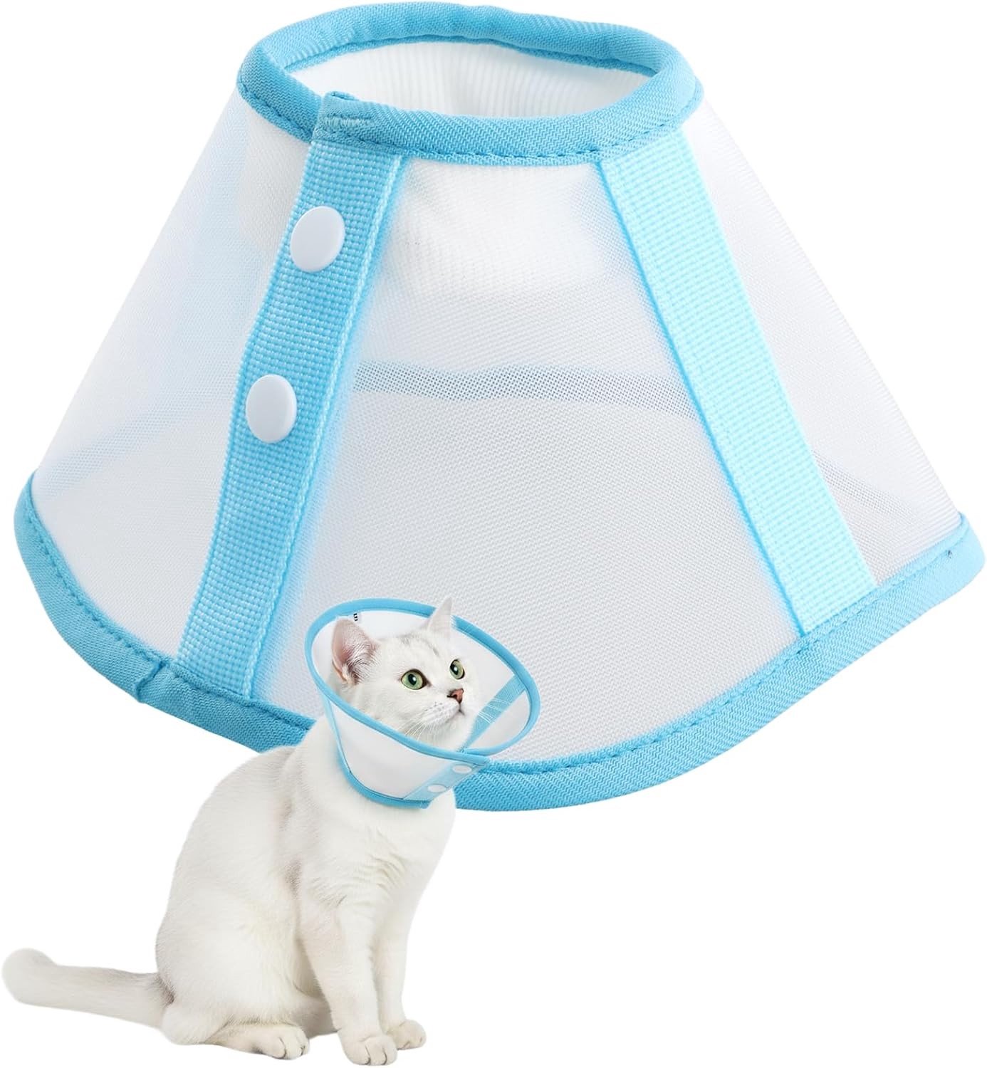Verstelbare Lickkraag voor Honden en Katten, Vouwbare Zachte Kraag voor Kleine Puppy's, Ademend Netwerk (Blauw, M)