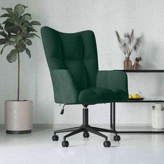 Fauteuil donkergroen fluweel draaibaar in hoogte verstelbaar, 110 kg — afbeelding 3