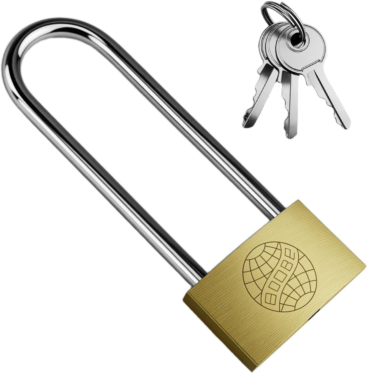 1 Pcs Long Shackle Padlock Robust Padlock with 3 Pcs Keys Brass Padlock Weatherproof Padlock for Gym