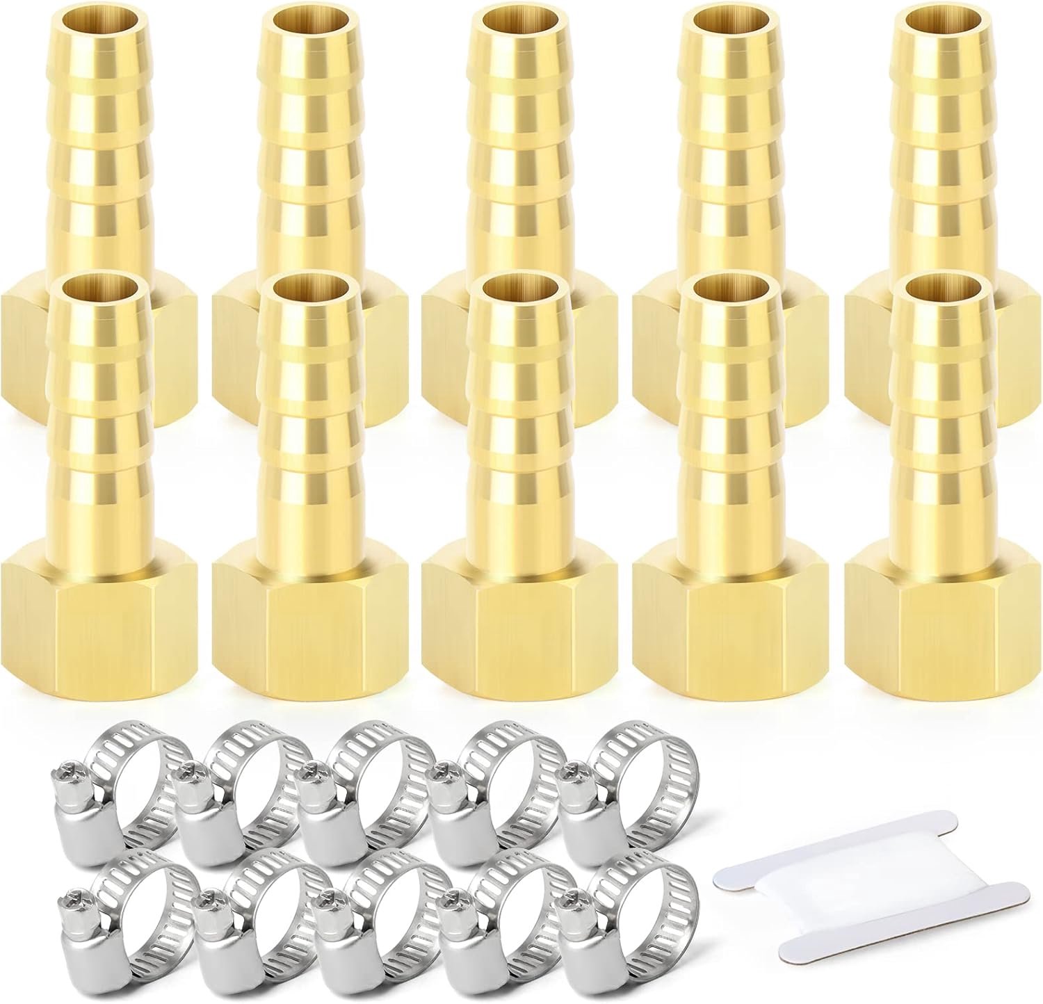 10pcs 10mm OD Barb To 3/8" Female BSP Connectors, Brass Hose Connector Compression Fittings - ShopVlot