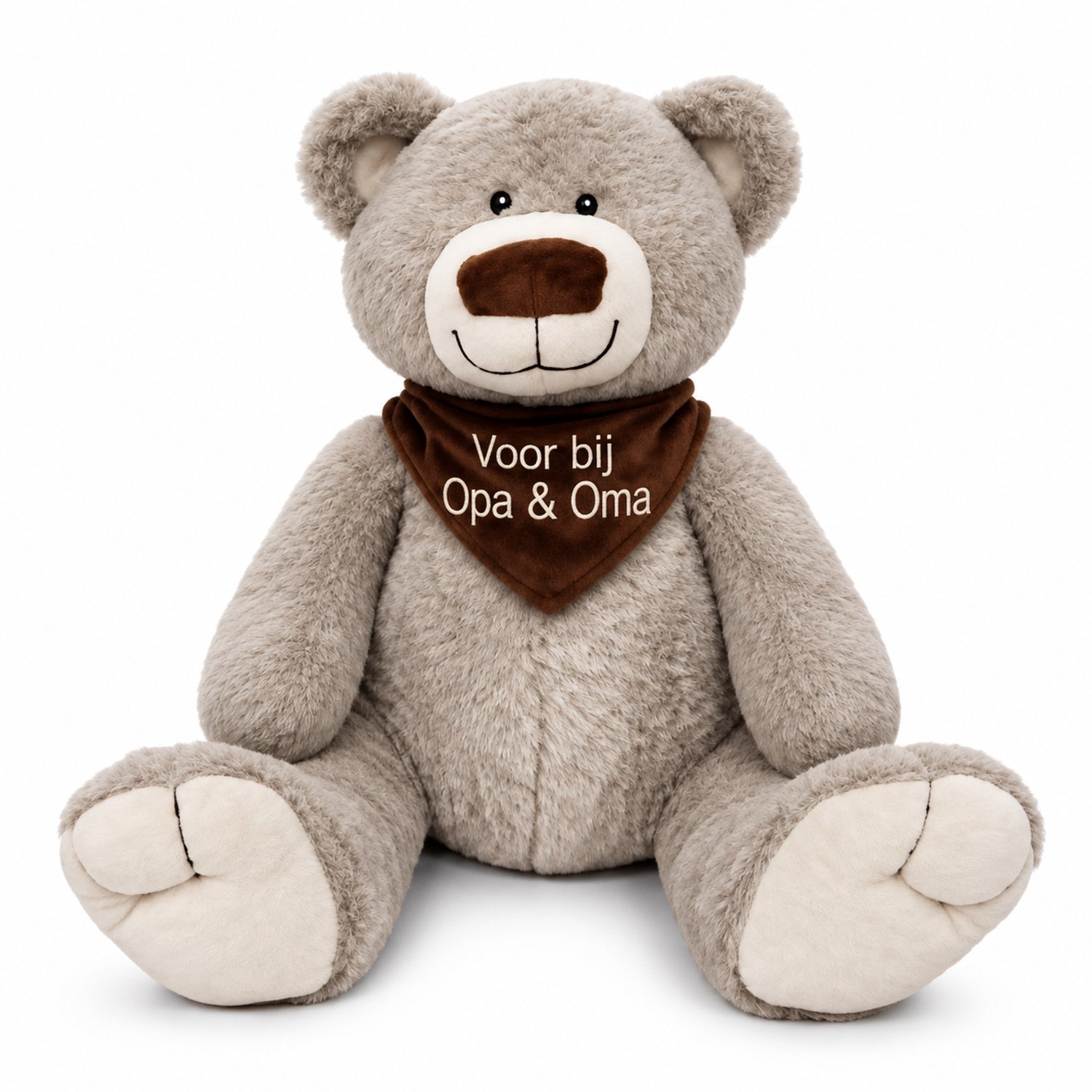 Grote Knuffelbeer 45 cm – Voor bij Opa & Oma – Zwangerschapsaankondiging – Geborduurde Knuffel – Cadeau voor Opa en Oma – Cadeau voor de Liefste Opa & Oma – Beer – Grijs