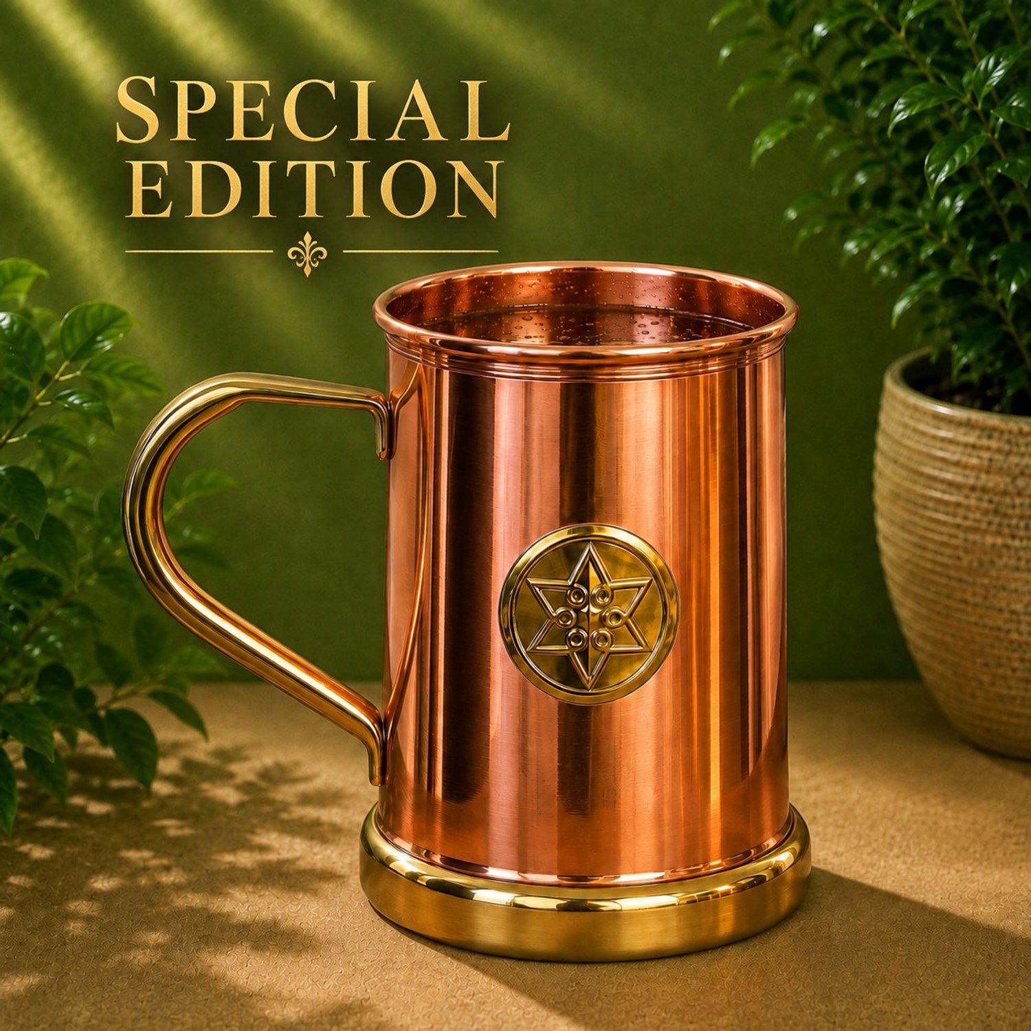 Puur koperen luxe mok/beker – speciaal Copper Specialist design – 500 ml/360 g (zware uitvoering)