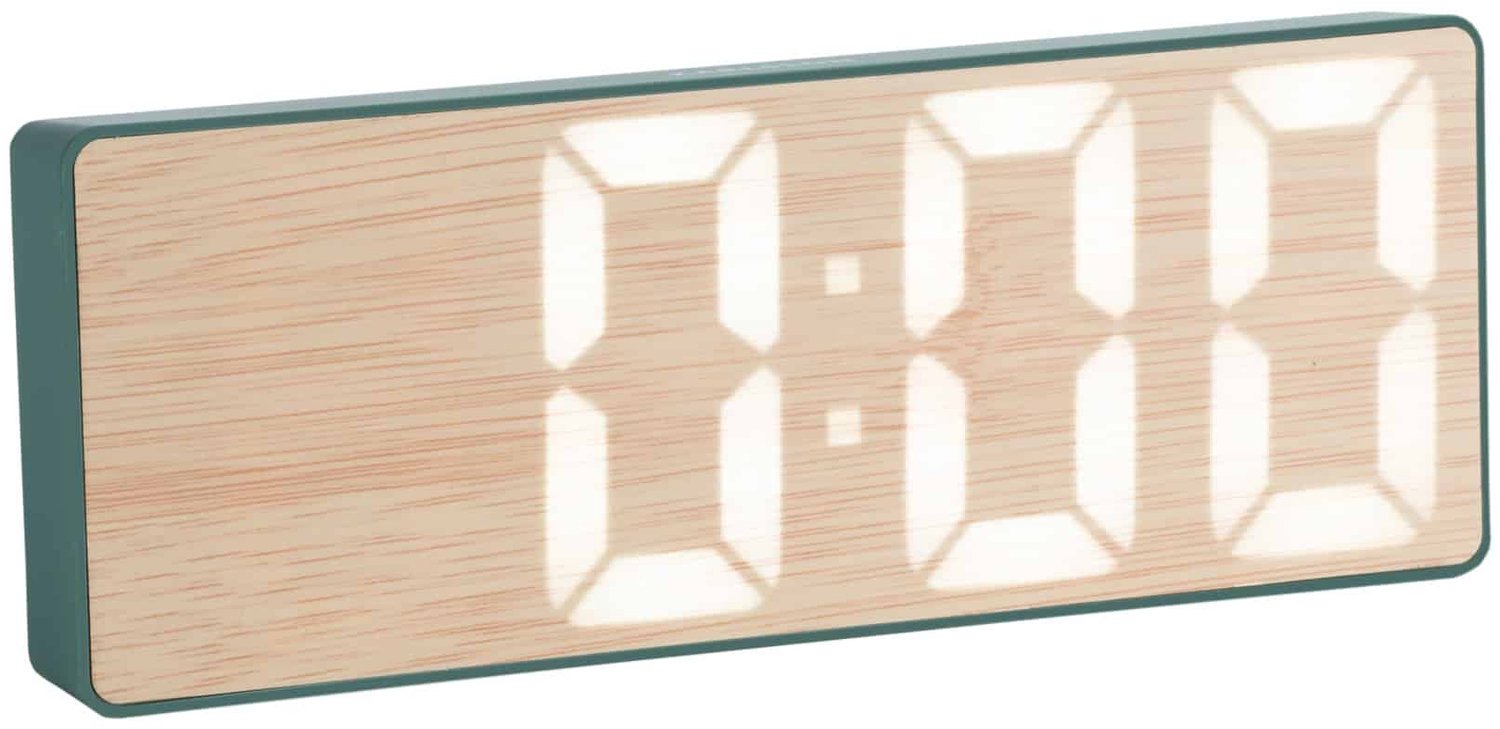 Karlsson Wekker Bondone - Jungle groen - 16x2.5x6cm - Scandinavisch - Wekker voor slaapkamer - Wekkers