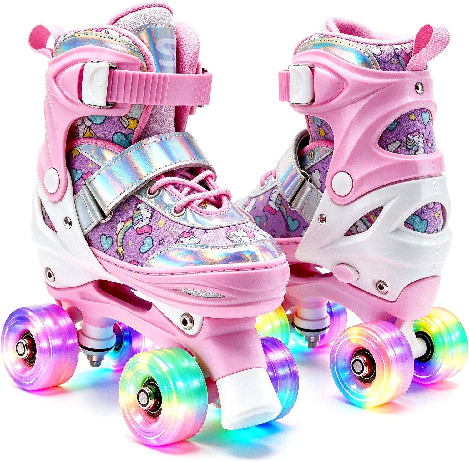 Suotu Rolschaatsen - Verstelbare - lichtgevende wielen - Maat 33-36 - Roze - M