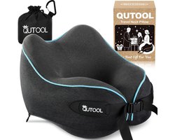 Qutool Reiskussen voor vliegtuig, nekkussen van traagschuim, verstelbare ergonomische neksteun met draagtas - ShopVlot