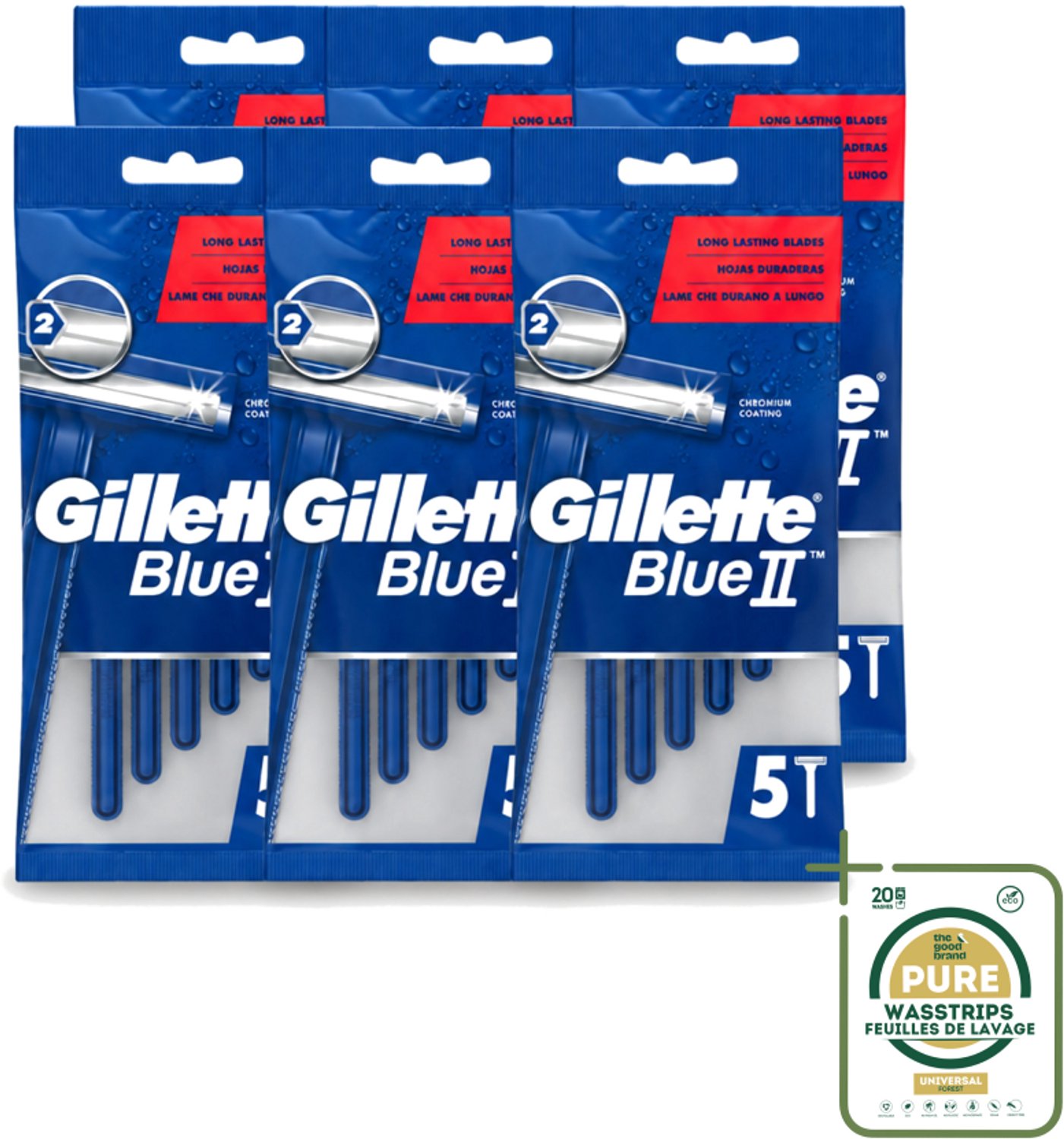 6 x Gillette - Blue II - Wegwerpscheermesjes - Precisie & Comfort - 5 Scheermesjes - Scheermesje - Wegwerpscheermesje - Gillette Blue Ii - Scheerresultaat - Scherpe Mesjes