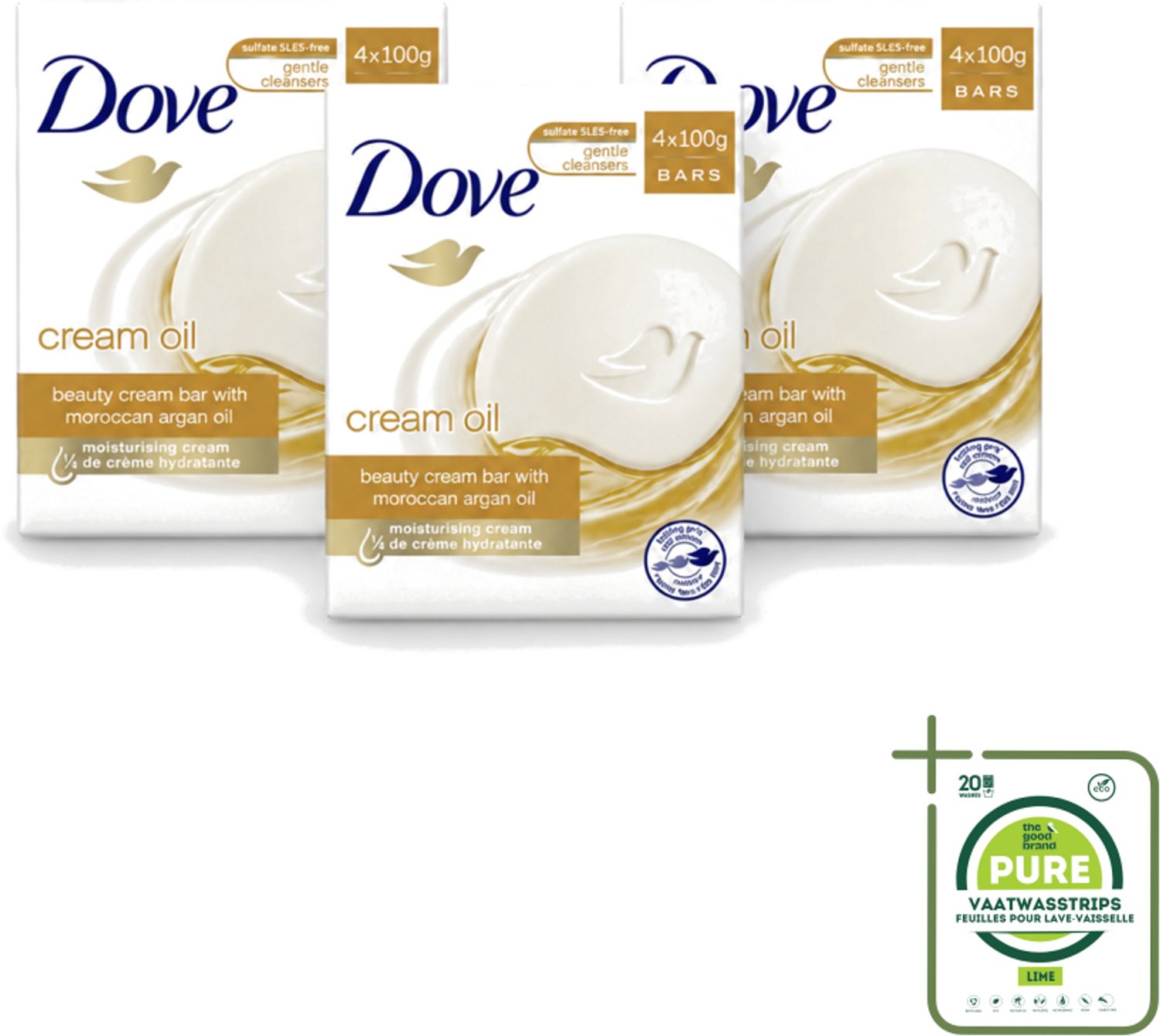 3 x Dove – Zeep – Cream Oil Soap Bar – 4 x 100 g - Grootverpakking - Vaatwasstrips - Zeep - Huid Verzorging - Arganolie - Hydratatie - Droge Huid