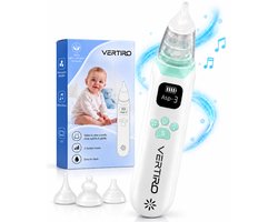 Vertiro® Elektrische Neusreiniger Baby - Neuszuiger Baby - Nasofree Alternatief - Snotzuiger - 3 Zuigstanden - USB-C Oplaadbaar - Muziek & LED - CE-gecertificeerd - Neusaspirator 0-12 Jaar