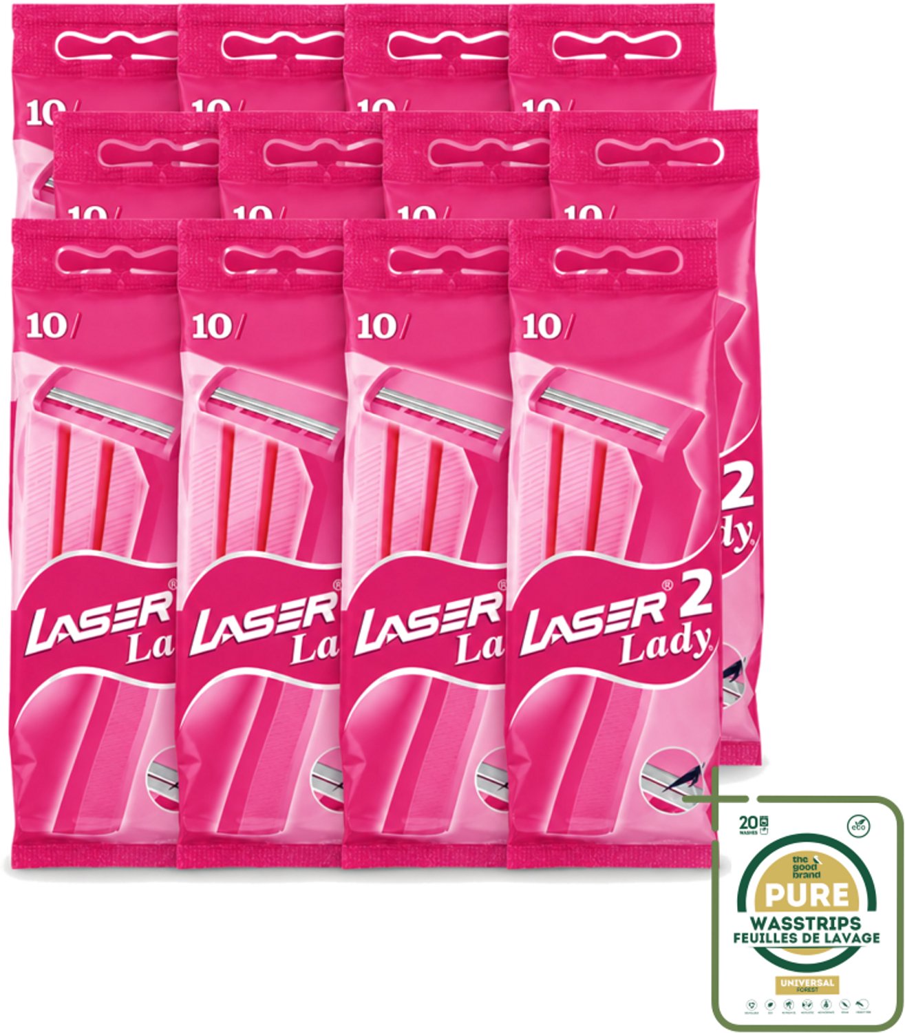 12 x Benson - Laser Twin Women - Wegwerpscheermesjes - Voor Vrouwen - 10 Mesjes - Scheermesje Vrouw - Wegwerpscheermesje - Tweevoudige Scheermesjes - Vrouwelijke Scheermesjes - Scheerresultaat