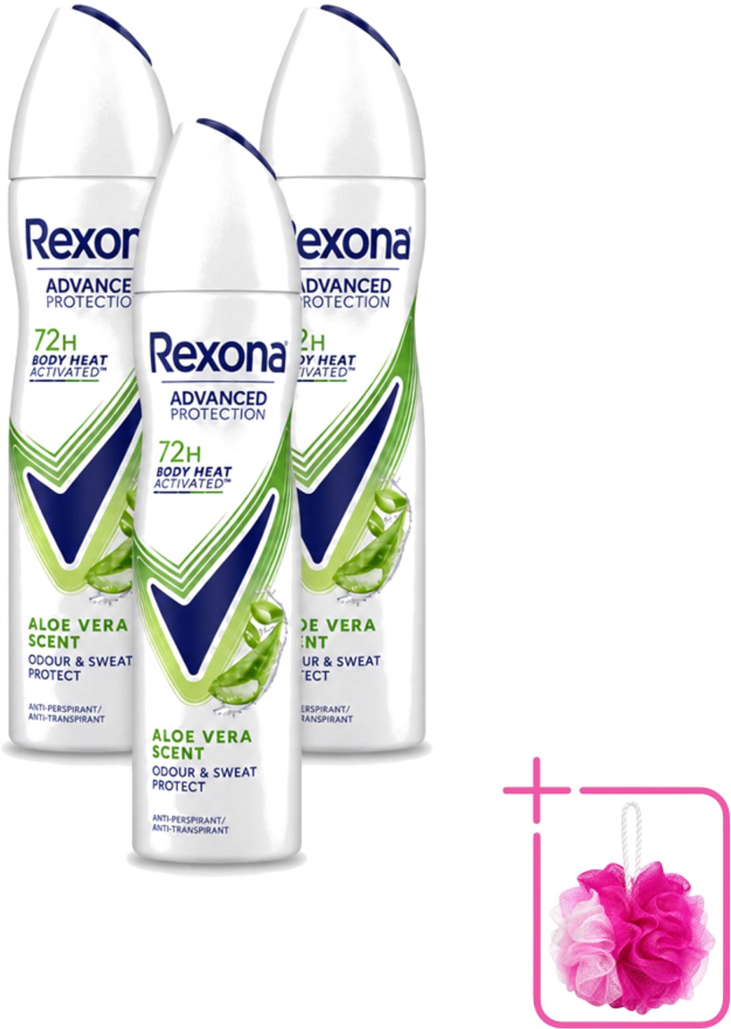 3 x Rexona - Deodorant - Spray - Aloe Vera Scent - 150ml - Bulkverpakking - Deodorant spray - Zweetvermindering