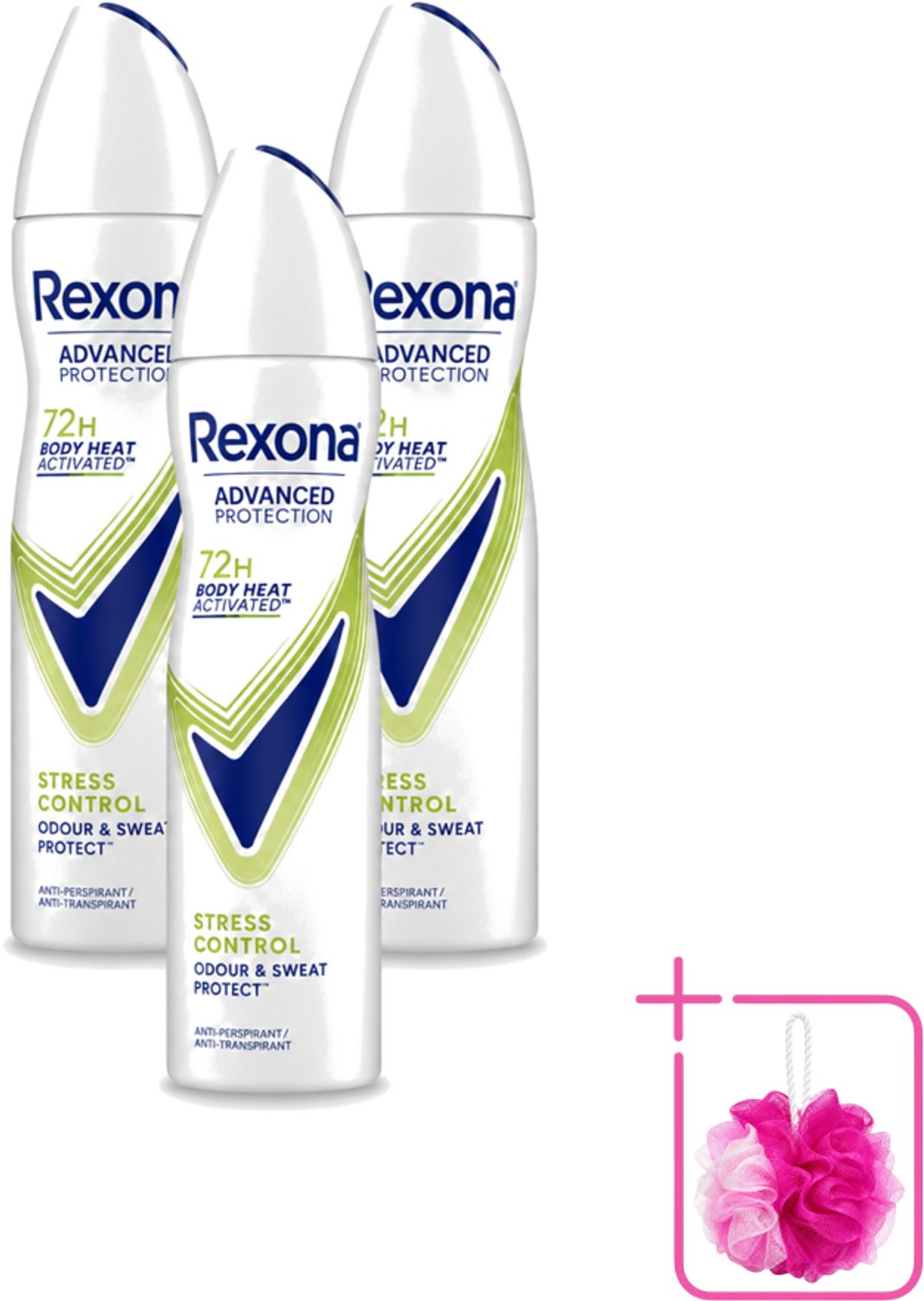 3 x Rexona – Deodorant Spray – Advanced Protection Stress Control – 150 ml - Bulkverpakking - Anti-transpirant spray - Stress control