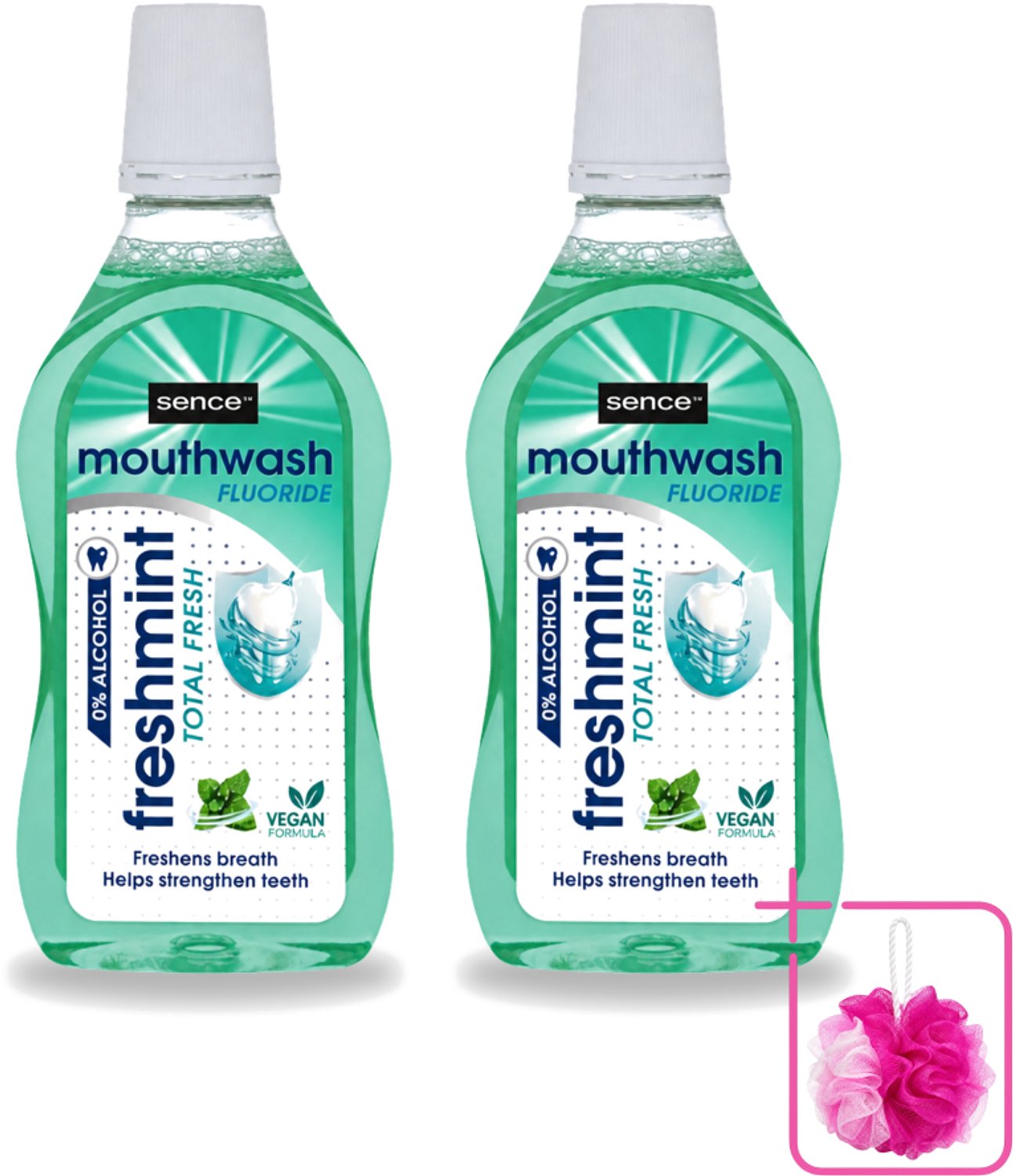 2 x Sence - Fresh Freshmint - Mondwater - Fris & Muntig - 500 ml - Bulkverpakking - Mondwater - Douchemop - Mondverzorging
