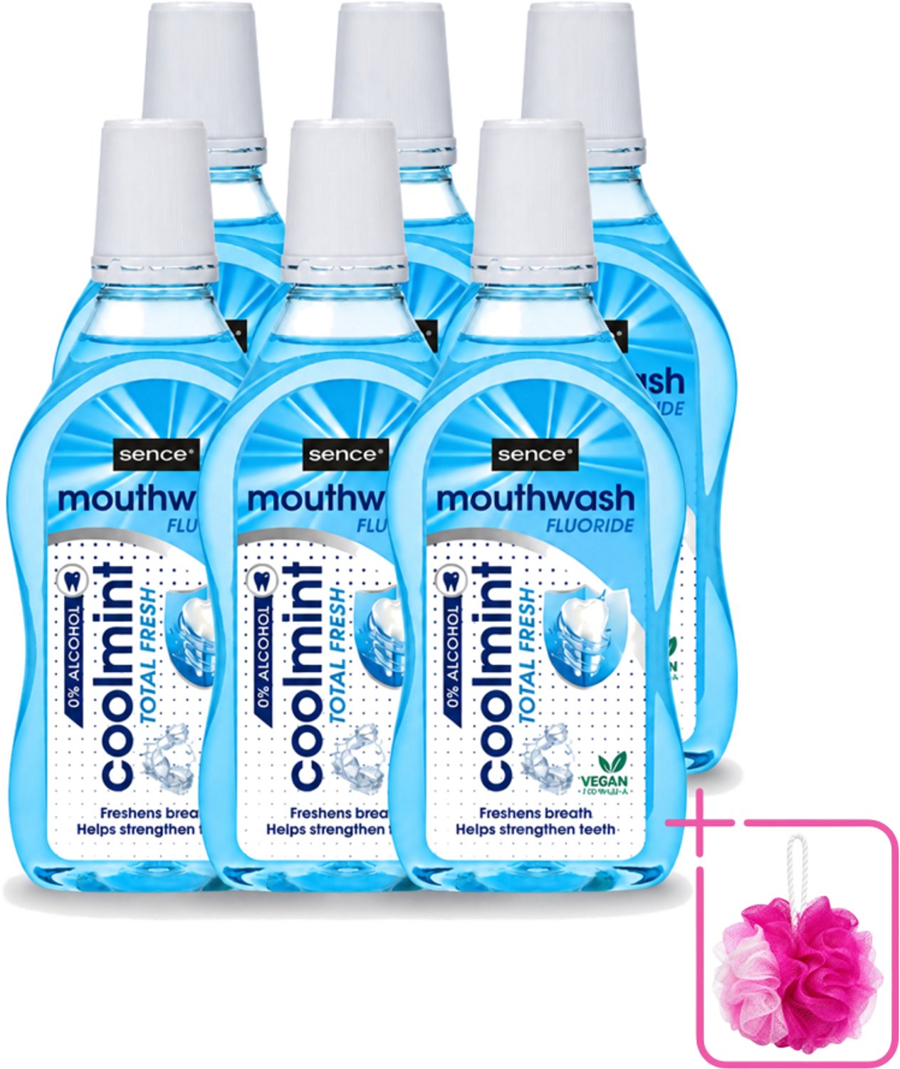 6 x Sence - Fresh Coolmint - Mondwater - Verfrissend - 500 ml - Bulkverpakking - Mondwater - Douchemop - Frisse adem