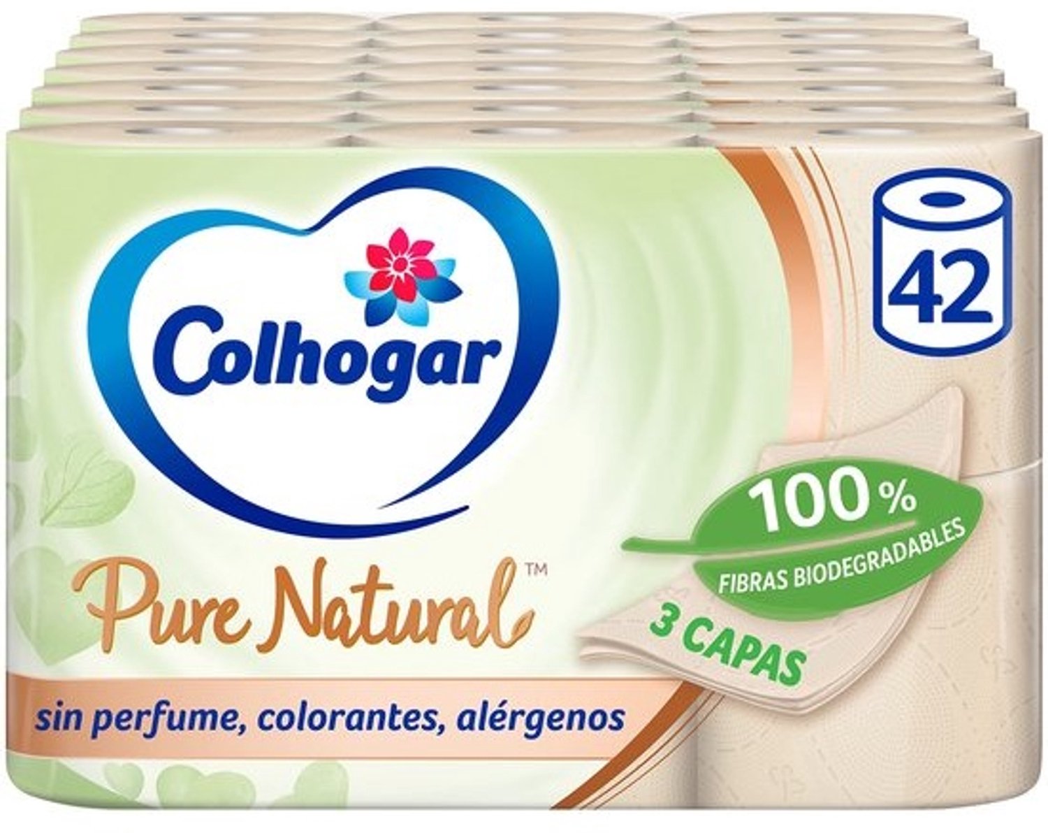 Toiletpapierrollen - zacht papier - voor dagelijks gebruik - biologisch afbreekbaar - 42 rollen - naturel