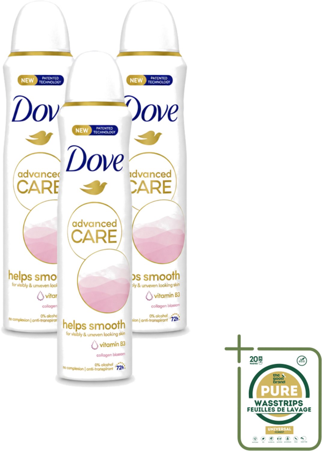 3 x Dove – Deodorant Spray – Helps Smooth Advanced Care – 150 ml - Deodorant Spray - Huidverzorging - Okselhuid Verzorging - Alcoholvrije Deodorant - Huidcomfort